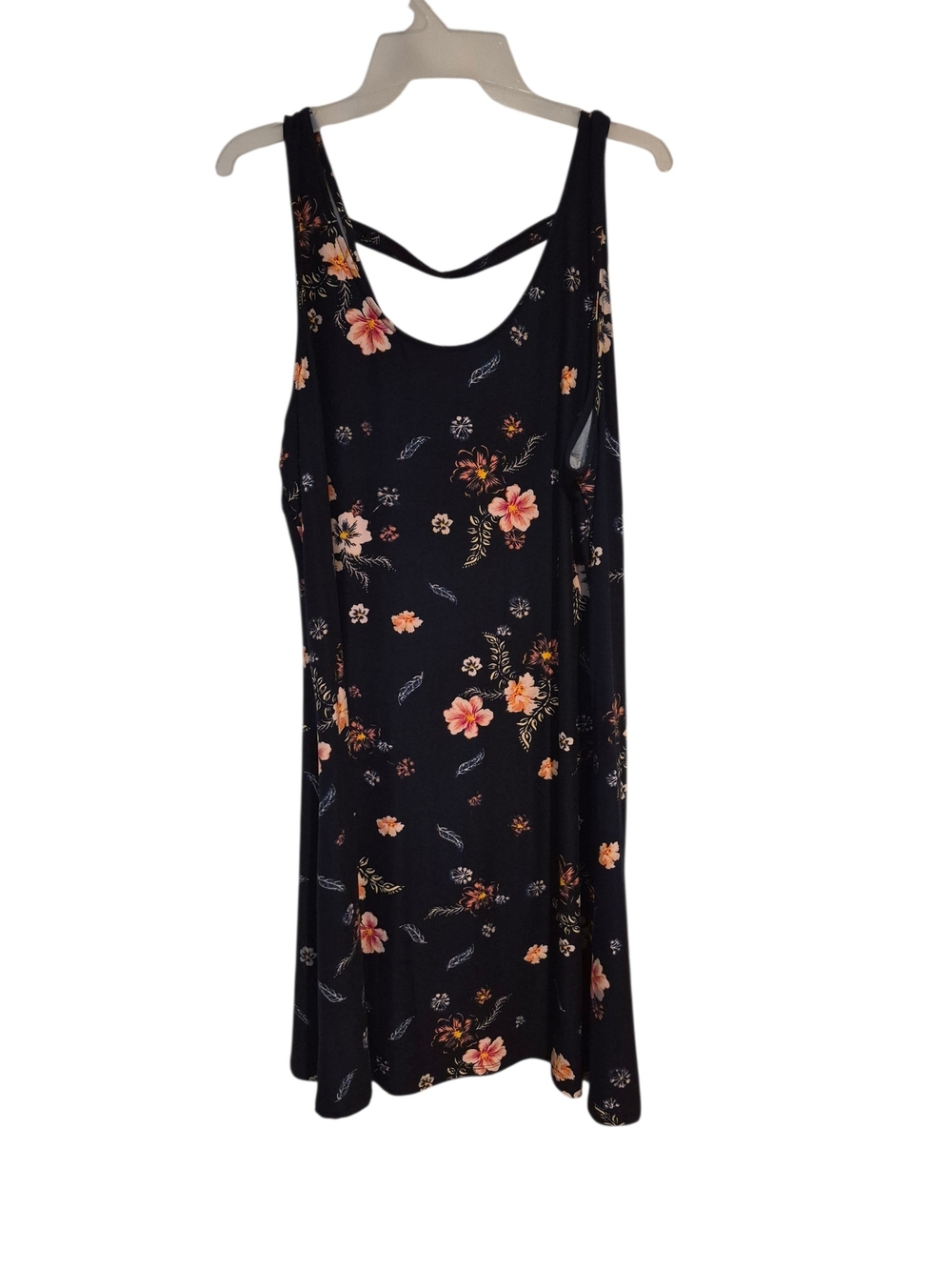 Mudd Navy Blue Floral Midi Dress with Pink and Peach Blooms XL Juniors